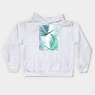 Green tropical palm leaves print. Exotic leaves summer composition. Kids Hoodie